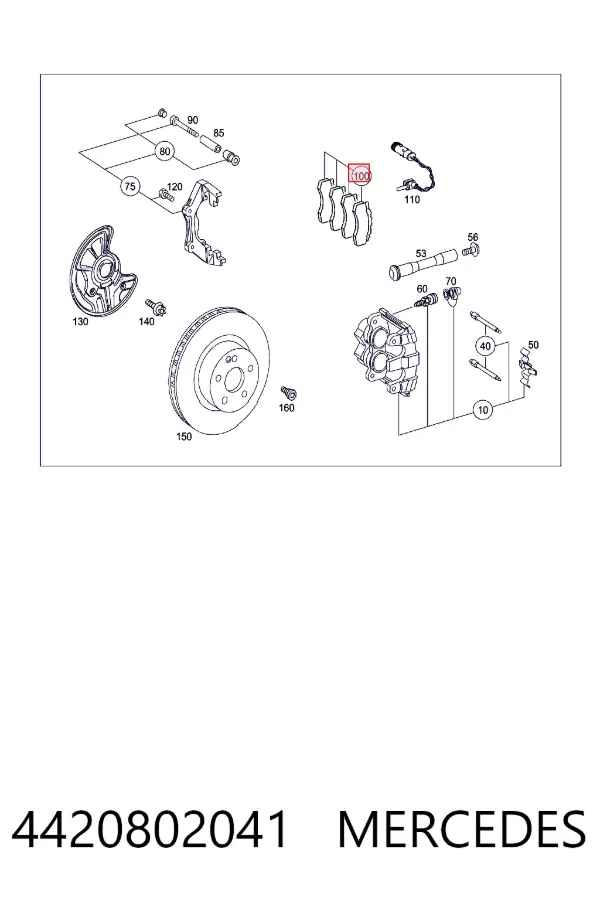 Гальмівні колодки Mercedes A004420802041 ціна, від 52.44 USD
