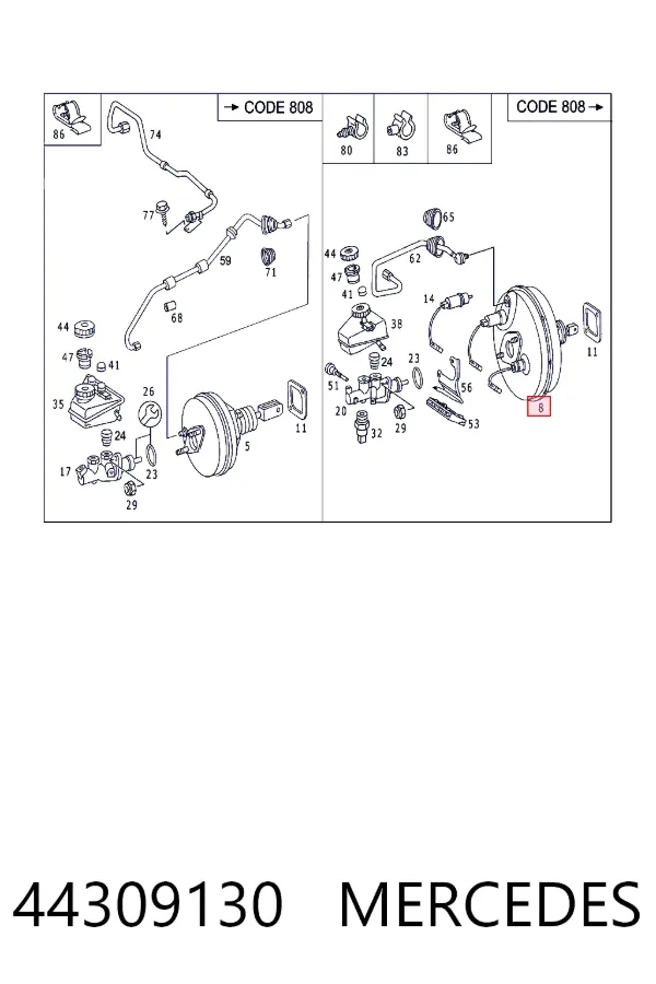 A0044309130 Mercedes Підсилювач гальм вакуумний