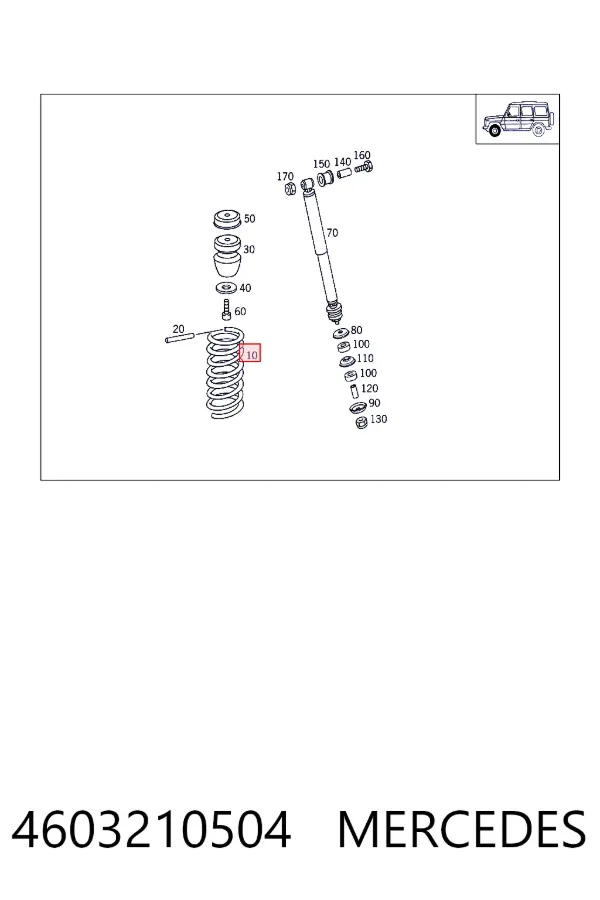 Пружина передня Mercedes A4603210504 ціна, від 65.42 USD