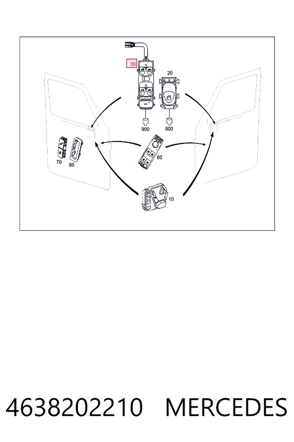 Купити A4638202210 Mercedes Кнопковий блок керування склопідіймачами передній лівий
