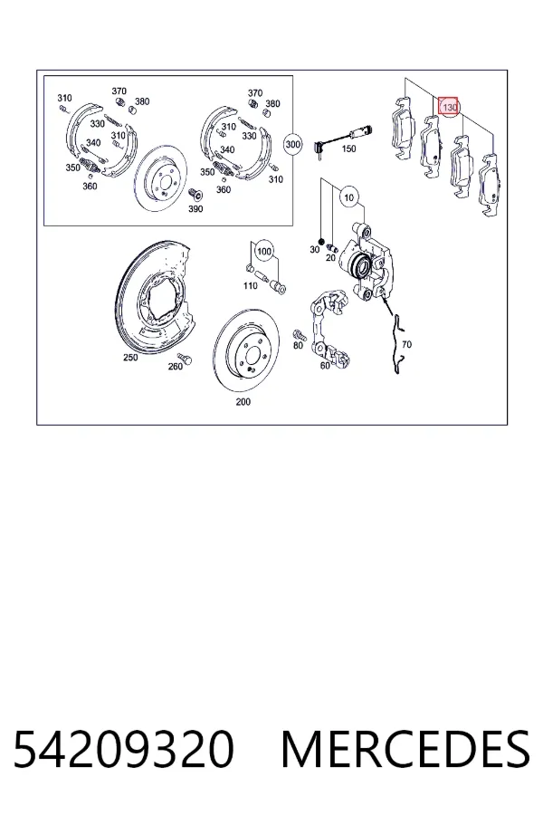 Задні гальмівні колодки Mercedes A0054209320 ціна, від 30.62 USD