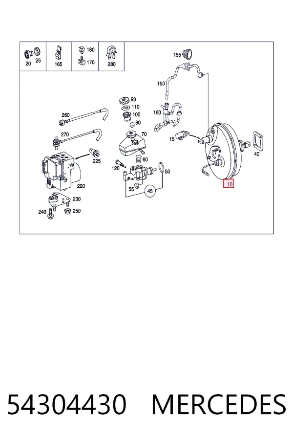 Підсилювач гальм A0054304430 Mercedes