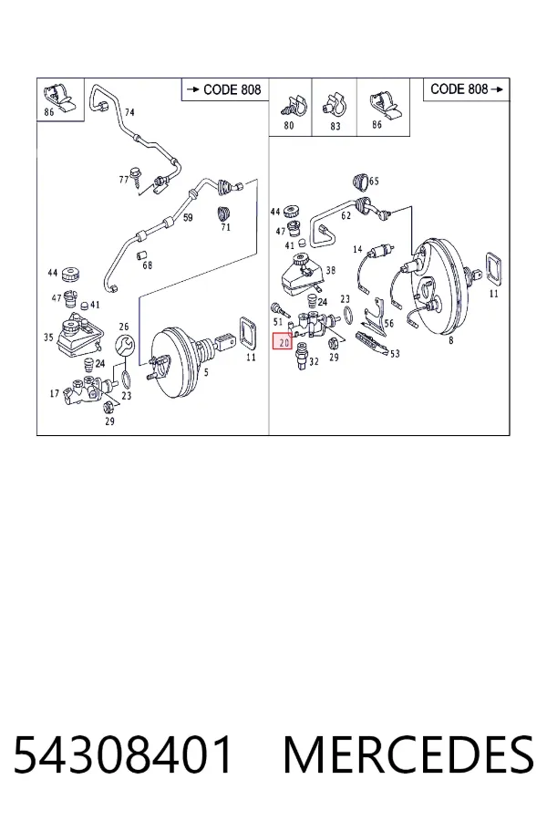 Купити A0054308401 Mercedes Головний гальмівний циліндр