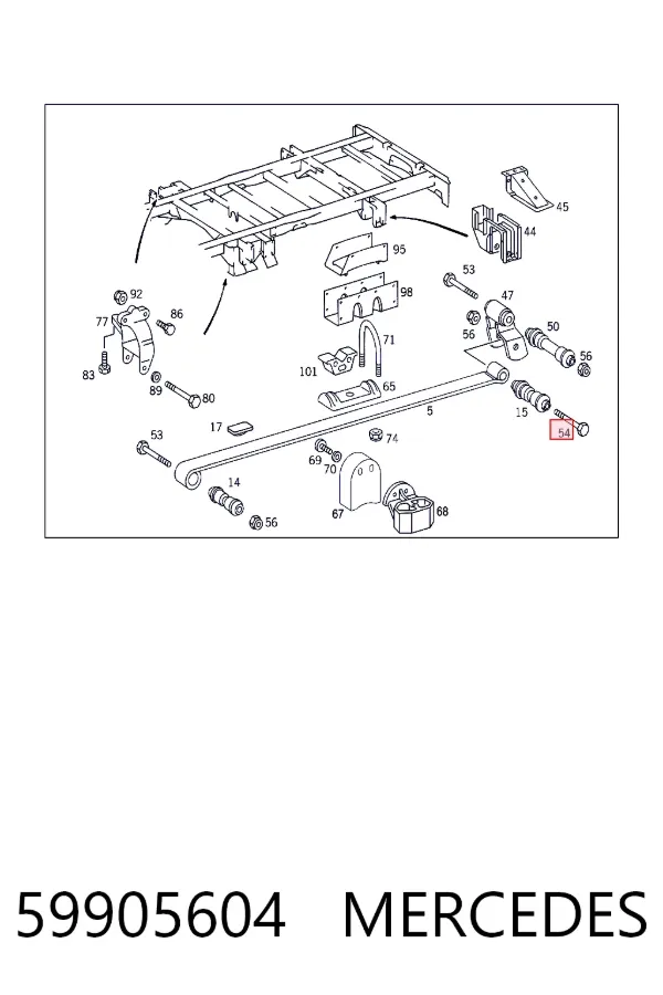 Болт задньої ресори, задній Mercedes A0059905604
