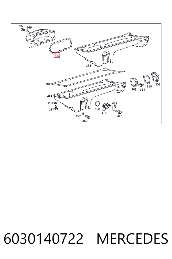 Купити A6030140722 Mercedes Прокладка піддону картера двигуна