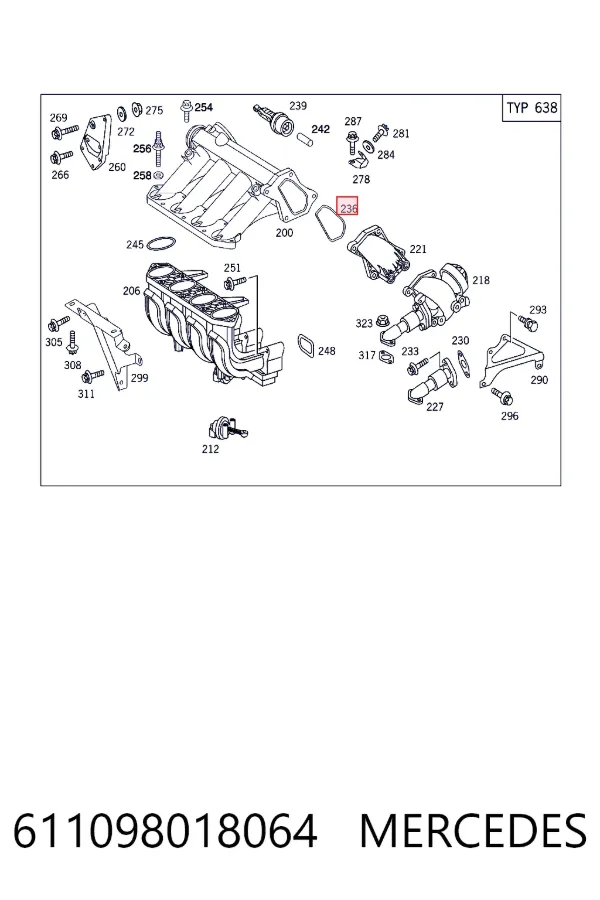 Прокладка EGR-клапана рециркуляції A6110980180 Mercedes