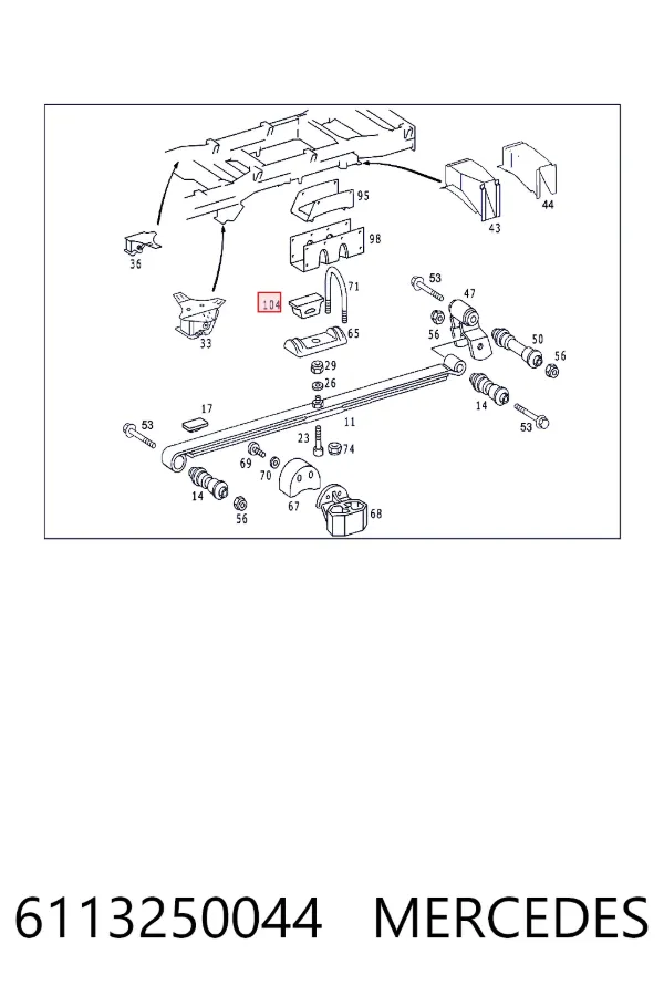 Відбійник задньої ресори Mercedes A6113250044 ціна, від 9.72 USD