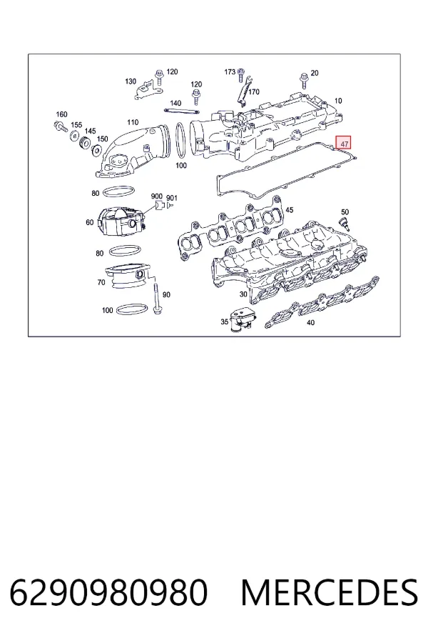 Прокладка впускного колектора A6290980980 Mercedes