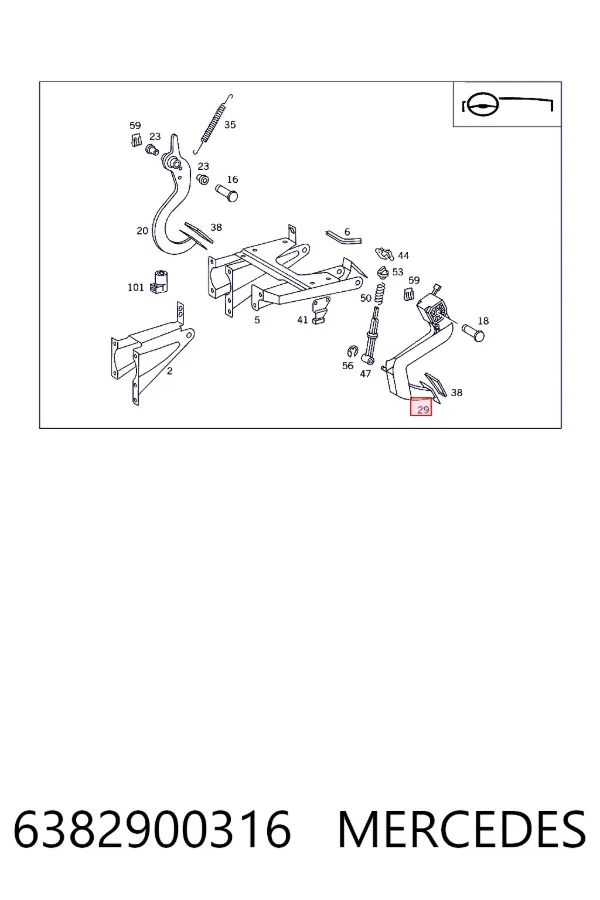 Педаль і привід управління зчепленням Mercedes A6382900316 ціна, від 16.79 USD