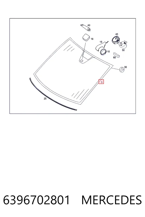 Купити A6396702801 Mercedes Вікно вітрове
