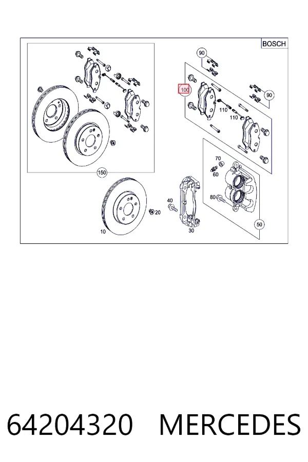 Передні тормозні колодки A0064204320 Mercedes