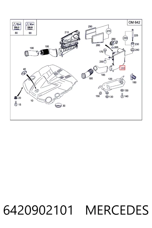Корпус повітряного фільтра, лівий Mercedes A6420902101 ціна, від 16.17 USD