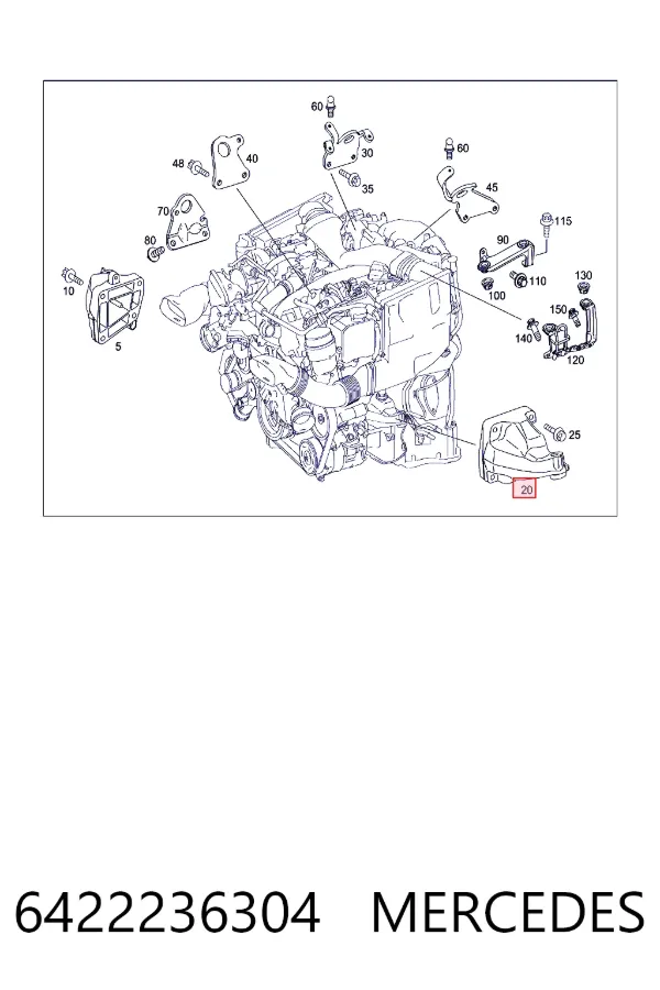 Кронштейн подушки (опори) двигуна, лівої A6422236304 Mercedes