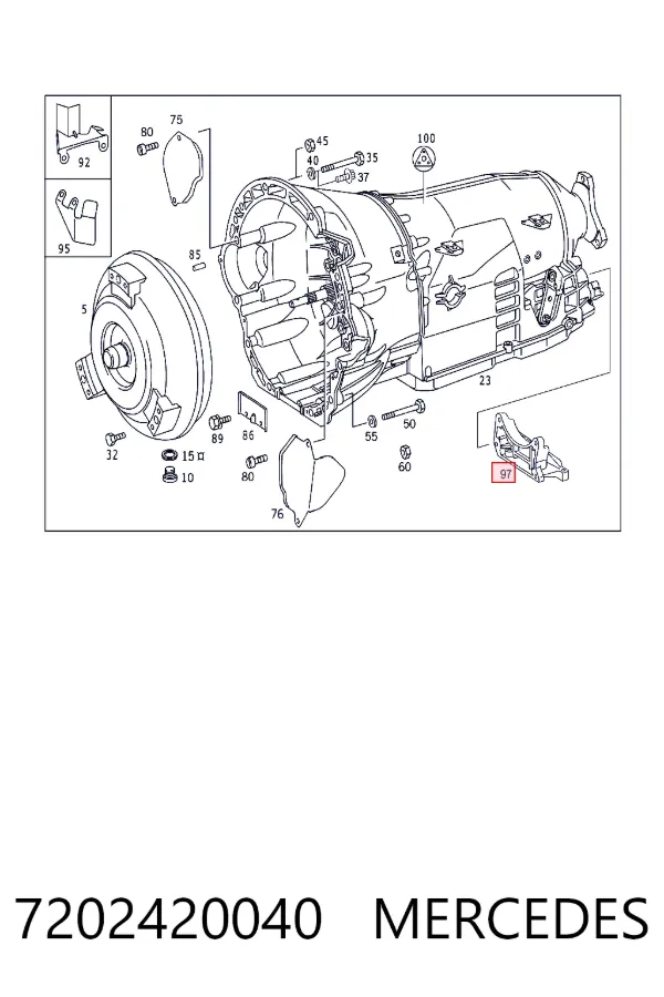 Кронштейн подушки КПП Mercedes A7202420040