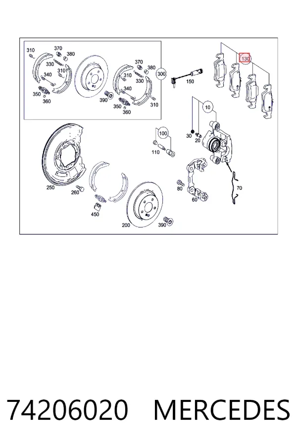 Задні дискові колодки Mercedes A0074206020