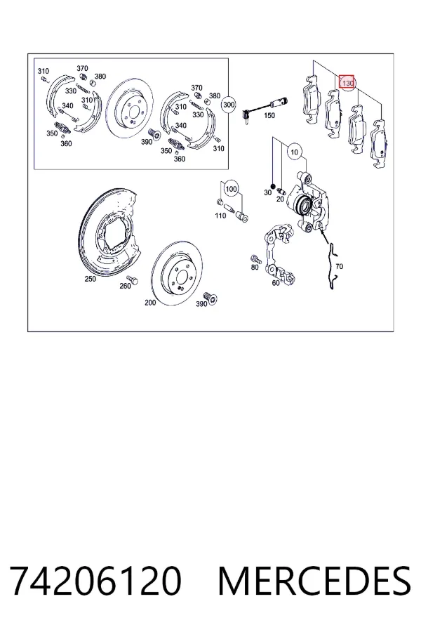 A0074206120 Mercedes Колодки гальмівні задні, дискові