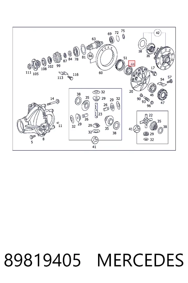 Підшипник ступиці задньої, зовнішній Mercedes A0089819405