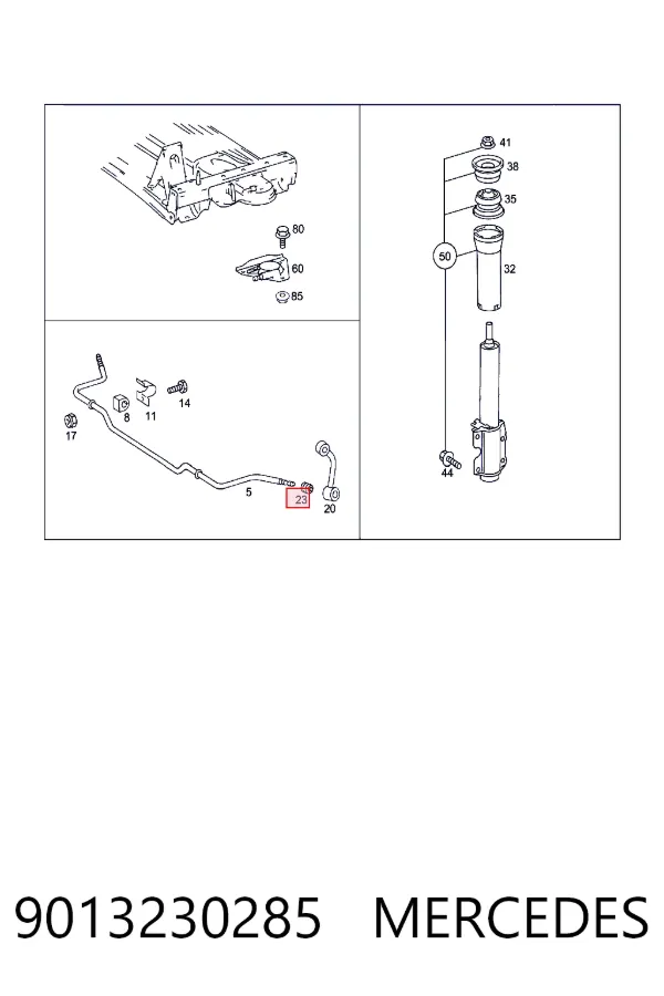 A9013230285 Mercedes Втулка стабілізатора переднього