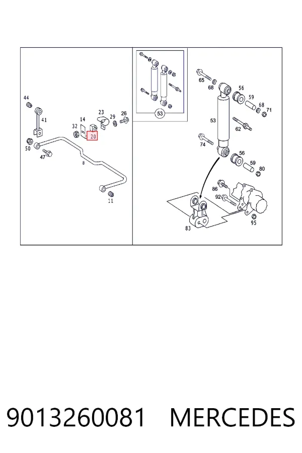 Купити A9013260081 Mercedes Опора стабілізатора