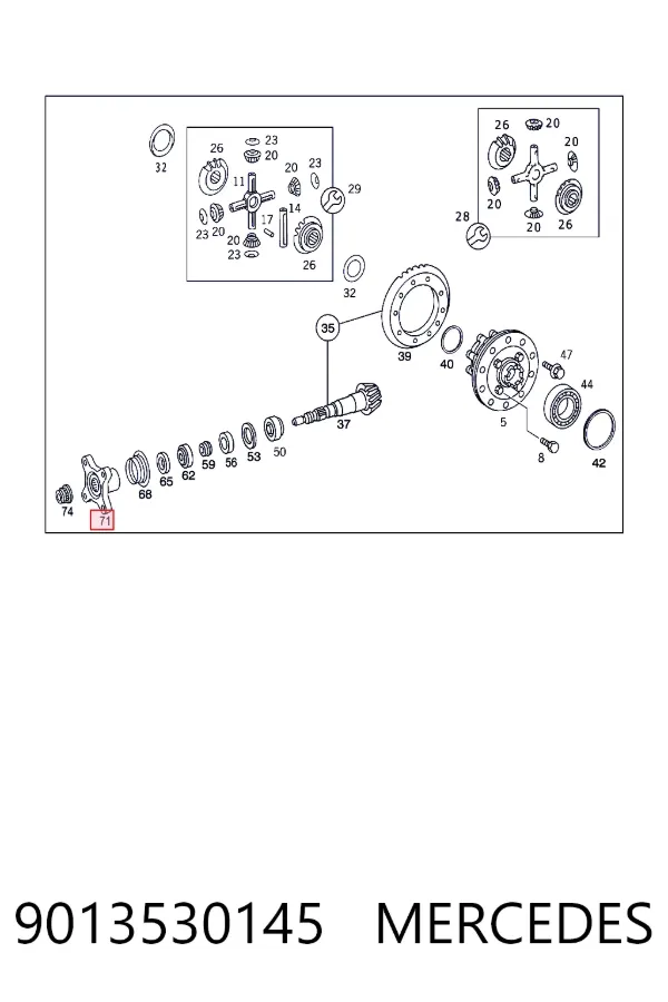 A9013530145 Mercedes Фланець хвостовика заднього редуктора