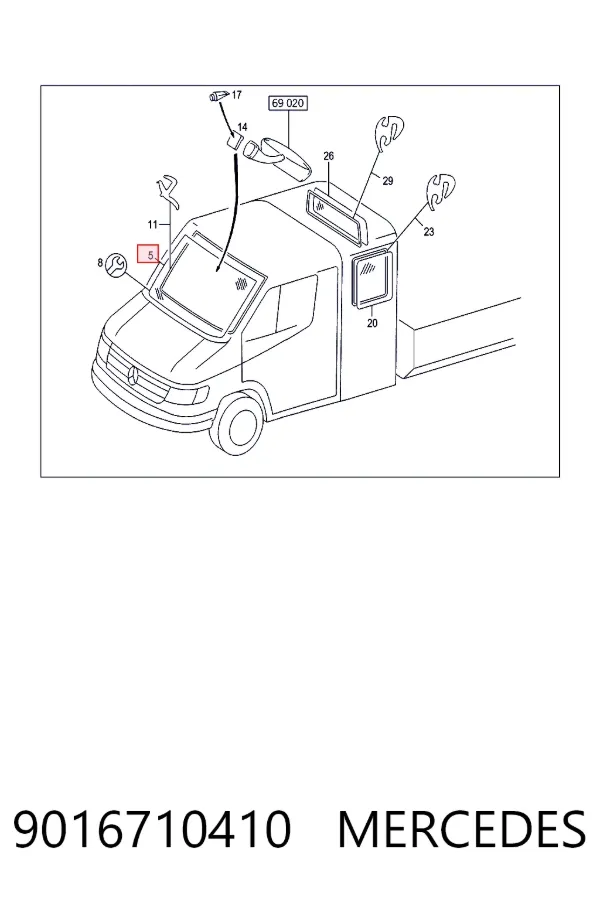 Автоскло Mercedes A9016710410 ціна, від 296.61 USD