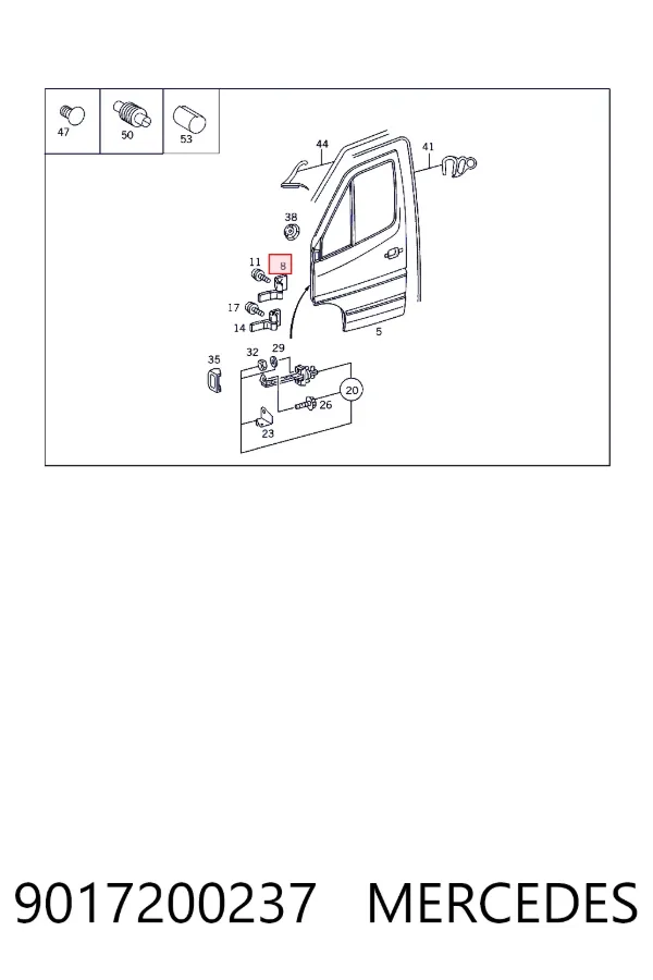 A9017200237 Mercedes Петля передніх дверей, правою