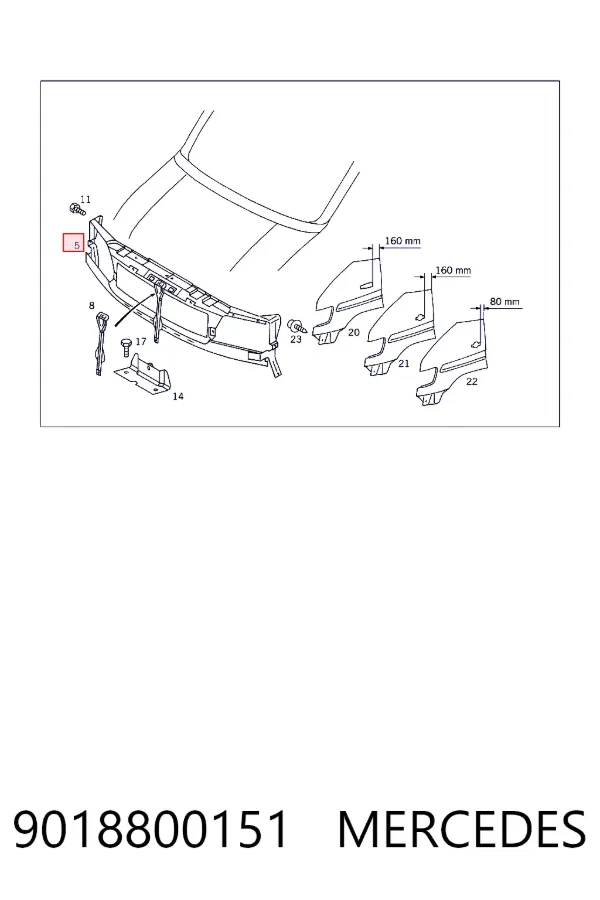 Рамка радіатора A9018800151 Mercedes