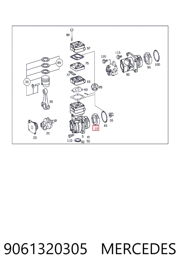 A9061320305 Mercedes Шестерня колінвала пневмокомпресора (TRUCK)