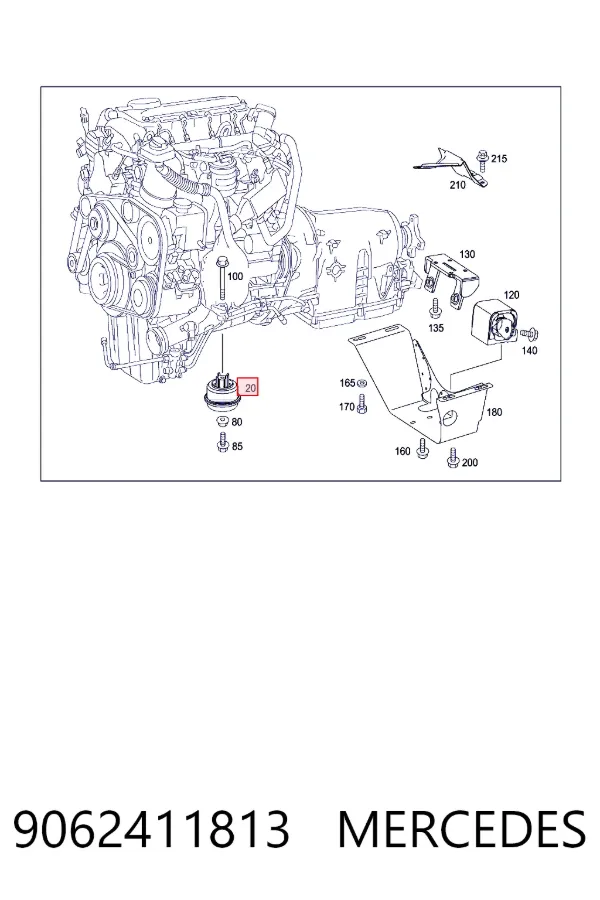 Купити A9062411813 Mercedes Подушка (опора) двигуна, ліва