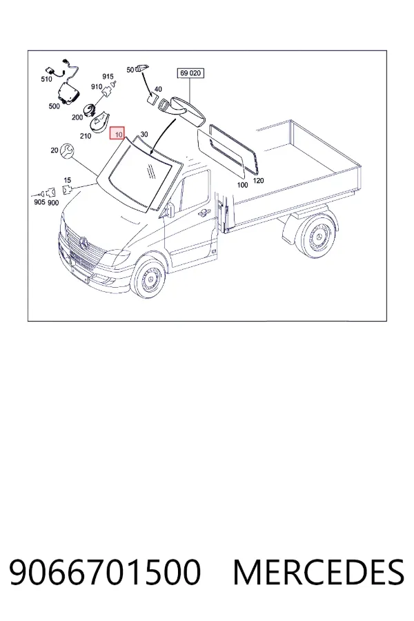 Лобове скло A9066701500 Mercedes