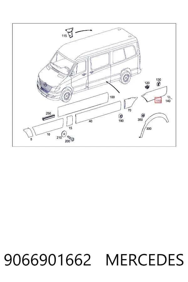 Купити A9066901662 Mercedes Молдинг заднього правого крила