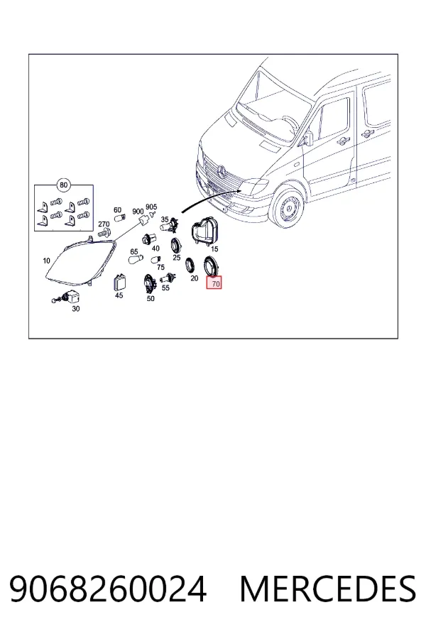 Кришка фари, задня Mercedes A9068260024 ціна, від 26.66 USD