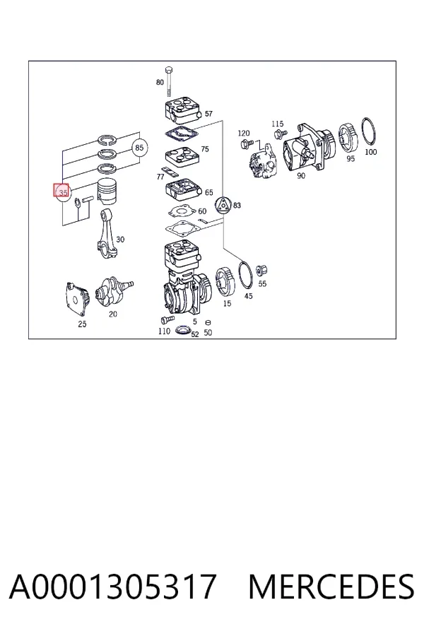 Поршень компресора (TRUCK) A0001305317 Mercedes