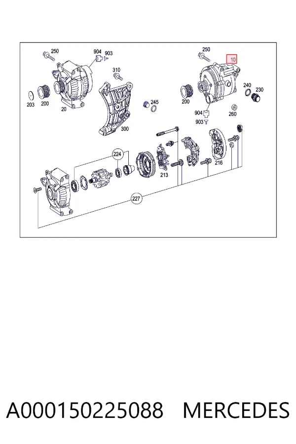 Генератор Mercedes A0001502250 ціна, від 101.35 USD