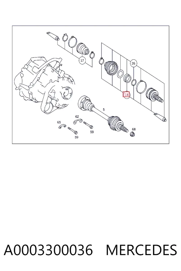 ШРУС зовнішній передній A0003300036 Mercedes