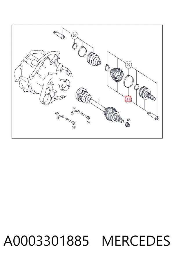ШРУС зовнішній передній A0003301885 Mercedes
