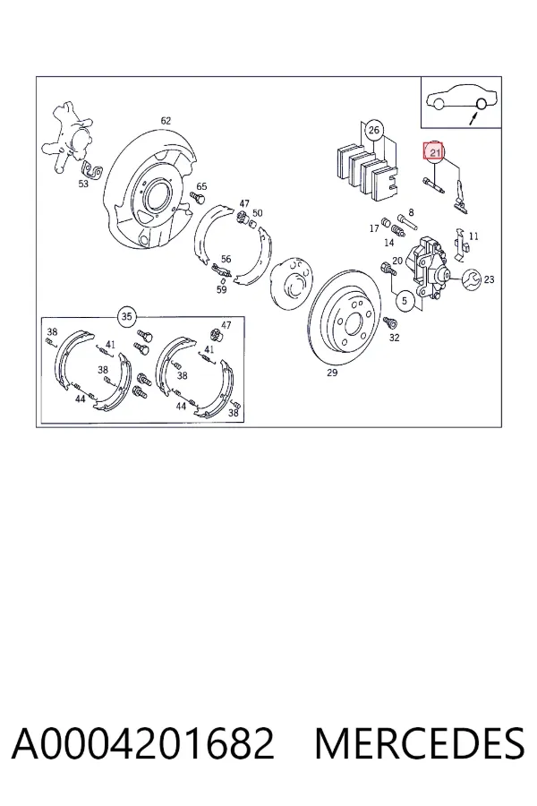 Ремкомплект гальмівних колодок A0004201682 Mercedes