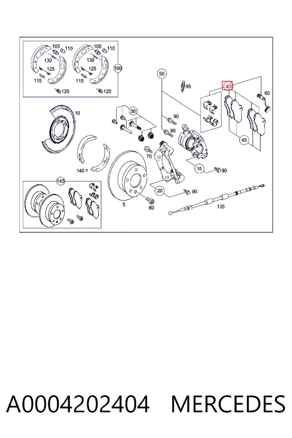 Задні гальмівні колодки A0004202404 Mercedes