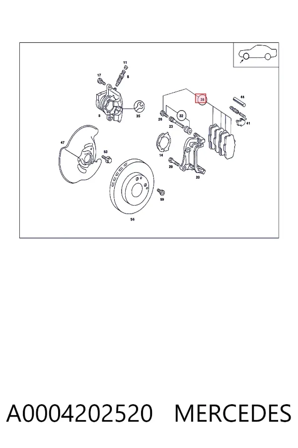 Передні тормозні колодки A0004202520 Mercedes