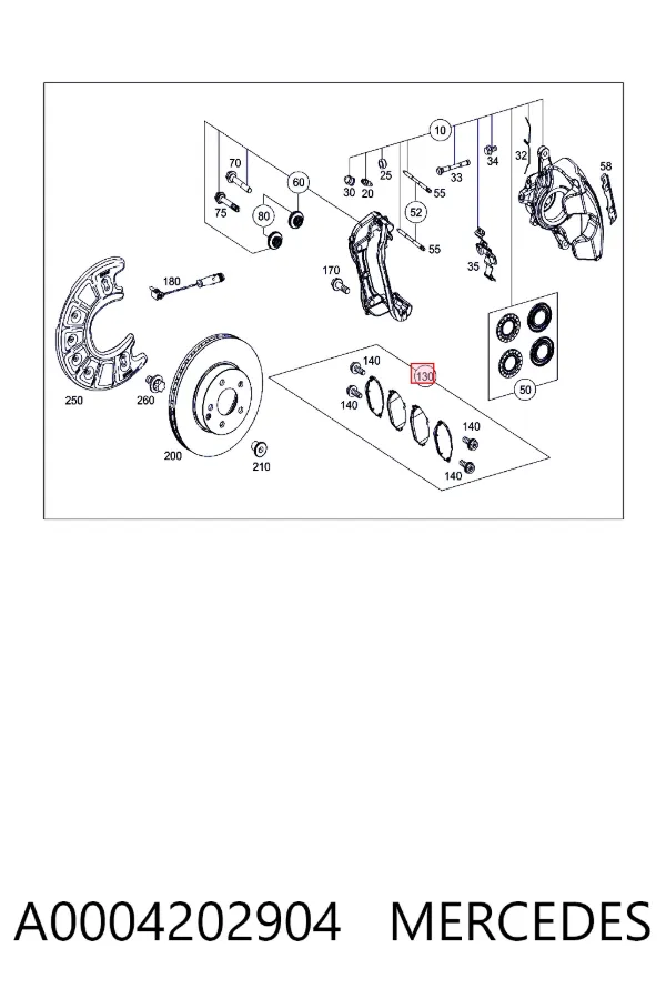 Передні тормозні колодки A0004202904 Mercedes