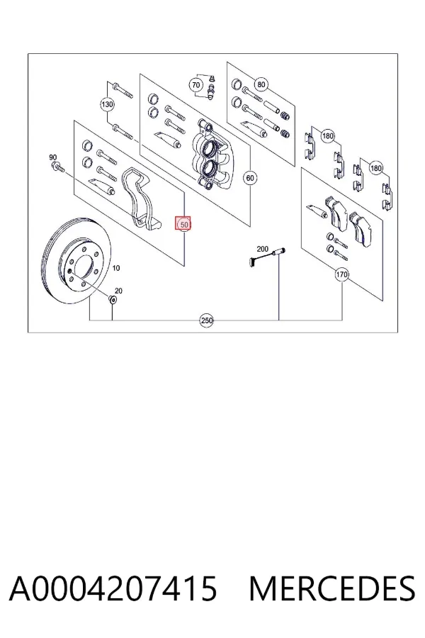 Скоба супорту переднього A0004207415 Mercedes