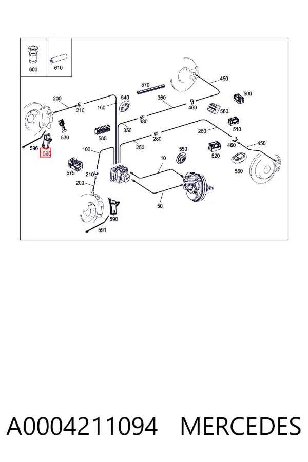 Скоба гальмівної трубки A0004211094 Mercedes