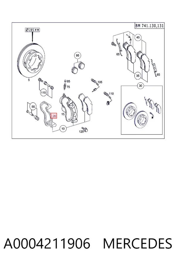 Скоба супорту переднього A0004211906 Mercedes