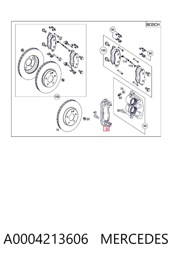 Скоба супорту переднього A0004213606 Mercedes