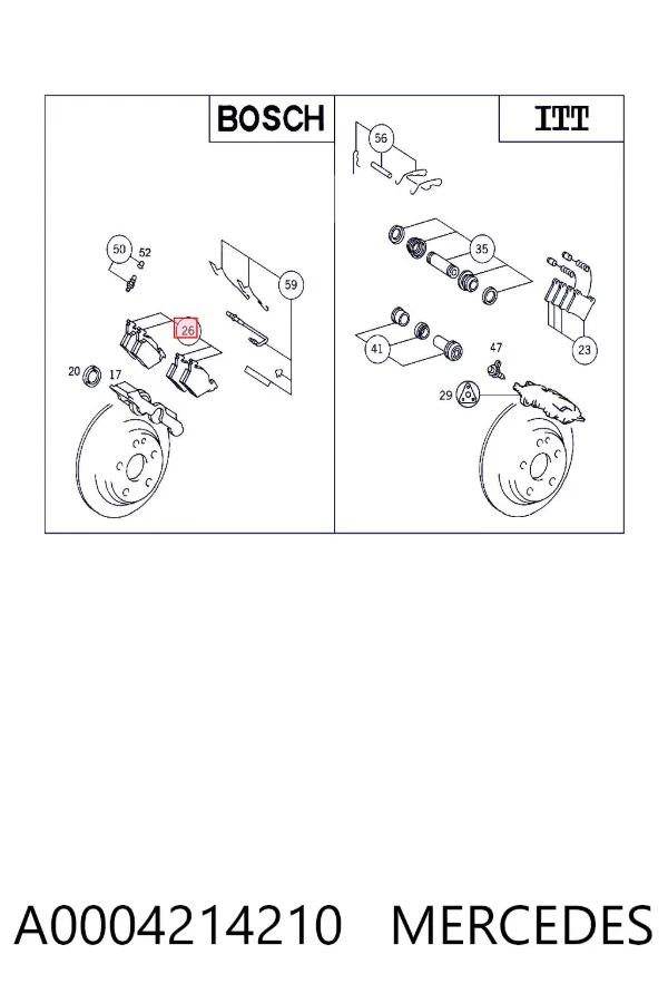 Задні гальмівні колодки A0004214210 Mercedes