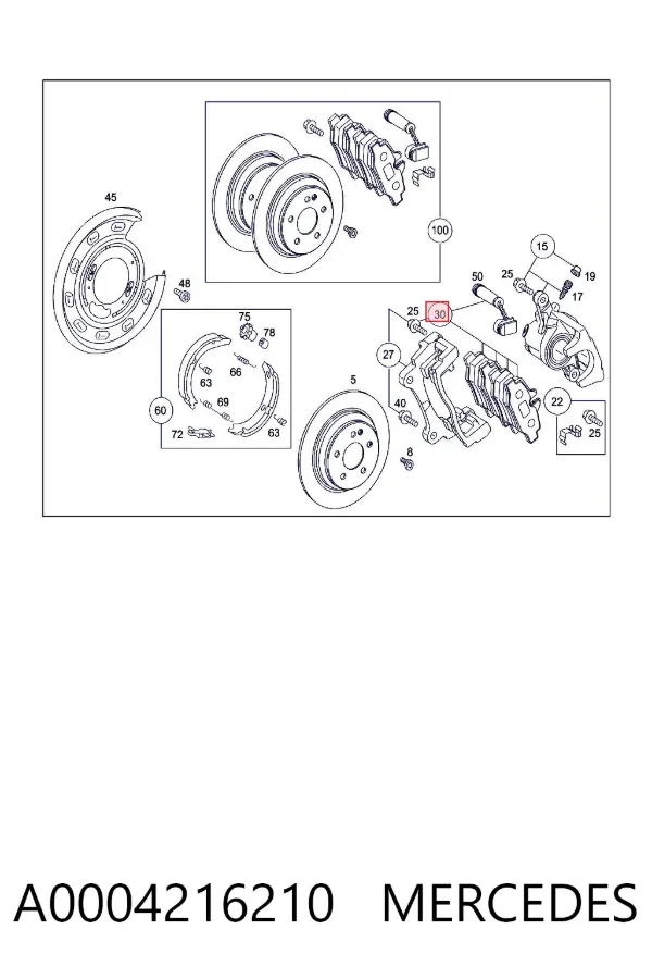 Задні гальмівні колодки A0004216210 Mercedes
