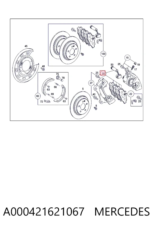 Задні гальмівні колодки A000421621067 Mercedes