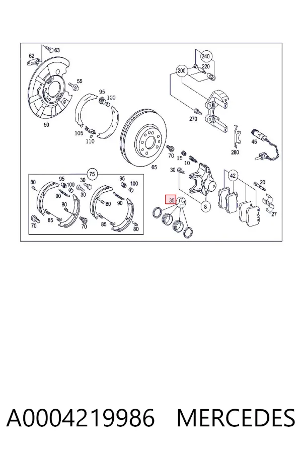 Ремкомплект супорту A0004219986 Mercedes