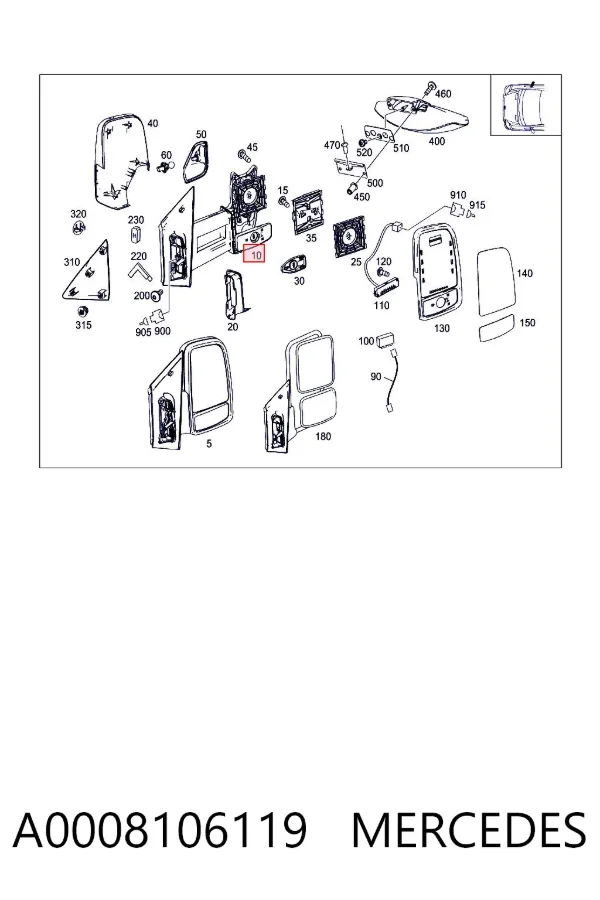 Дзеркало праве A0008106119 Mercedes