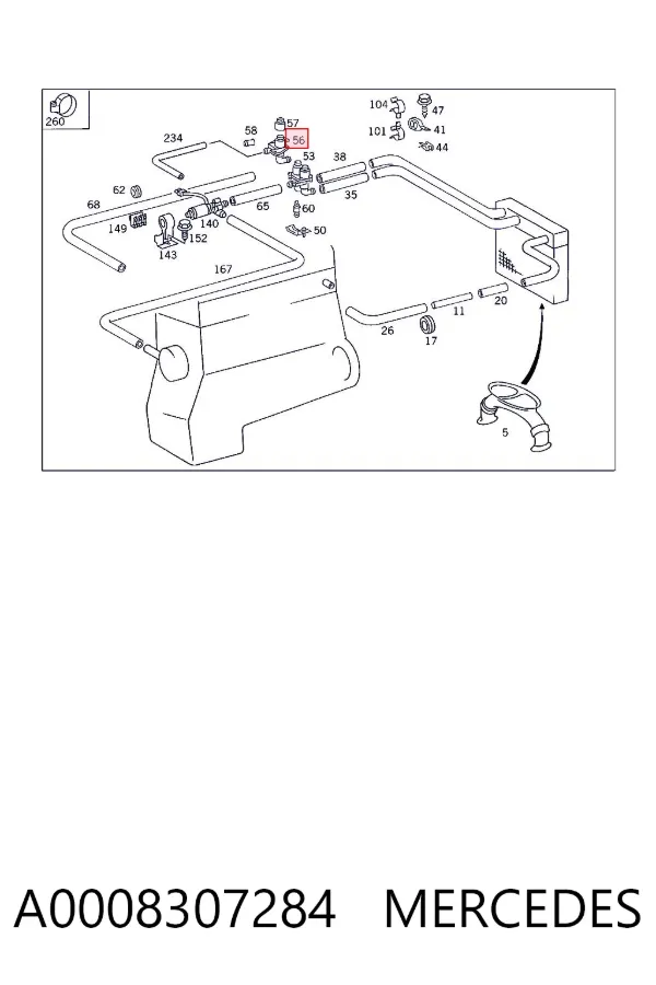 Кран пічки A0008307284 Mercedes